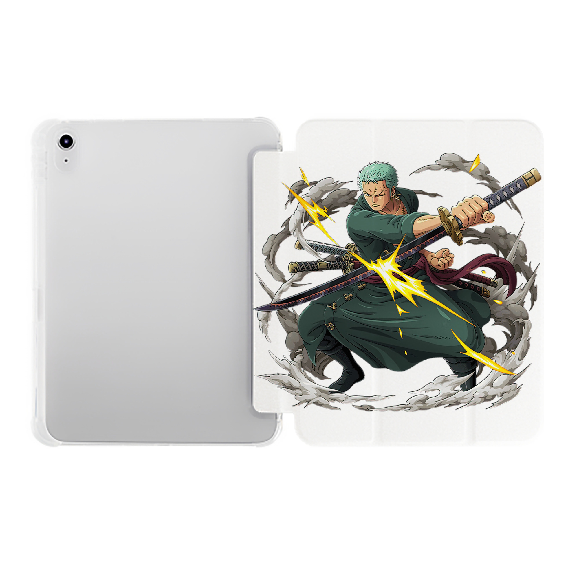（画像用） ワンピース ロロノア・ゾロ ONE PIECE Roronoa Zoro IPad ケース ペン収納付き 三つ折りスタンド PUレザー×シリコン 対応機種9.5/10.5/10.9インチ